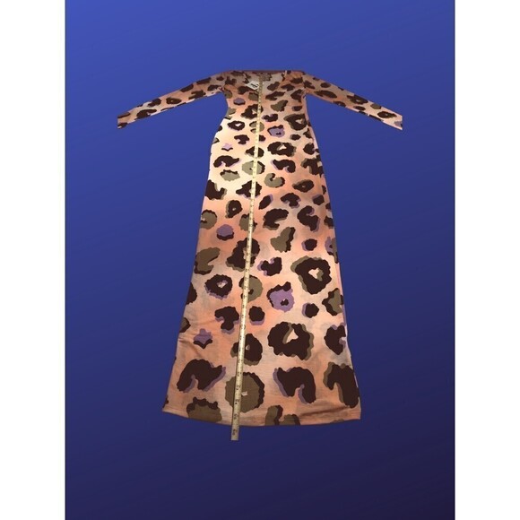 PRETTY PIECES Lagreta Leopard Spots MAXI Dress, CORAL/MULTI, Size Small, NWT - Picture 8 of 10